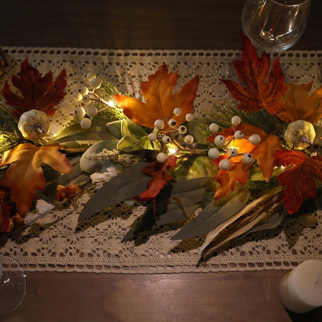 realistic fall garland for mantle 6 ft fall, front angle view