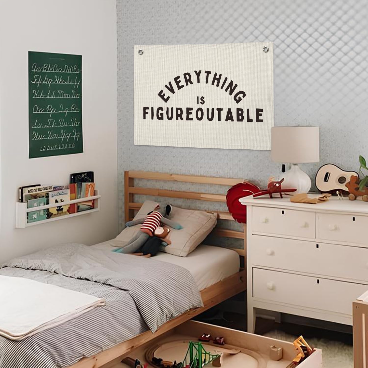 Classroom Decor, Everything is Figureoutable Inspirational Wall Decor, Office Motivational Wall Decor, Classroom Linen Canvas Banner Hanging Flag, 20x30 Inch