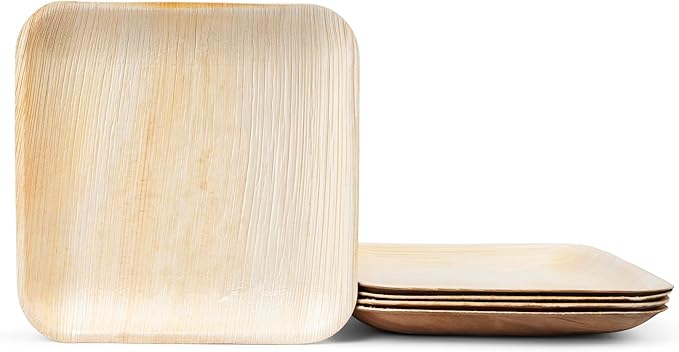 Luxe Designs Palm Leaf Plate - Eco-Friendly Disposable Dinnerware - Heavy-Duty Compostable & Biodegradable - Microwave & Oven Safe - 8" Set of 50