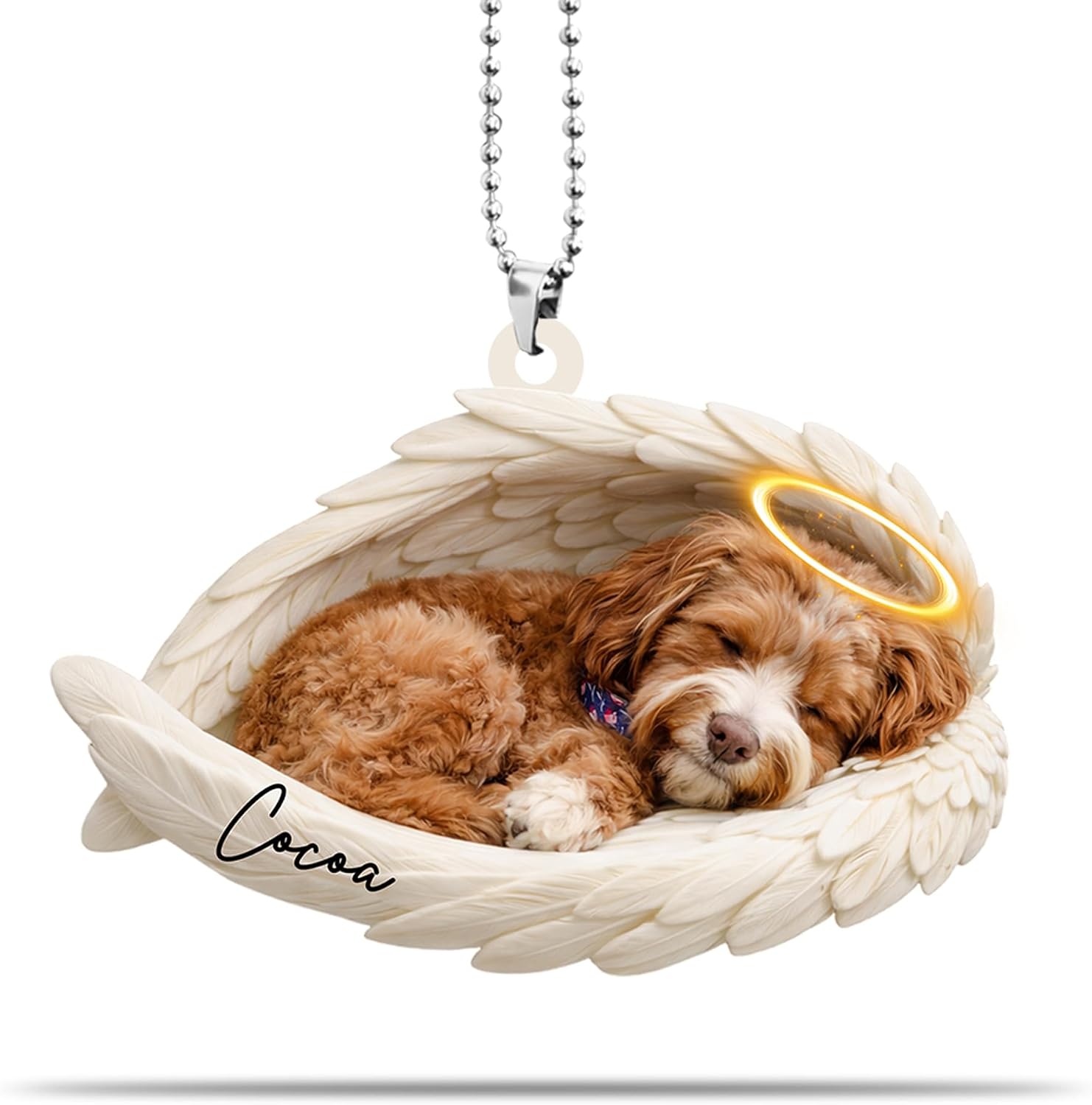 Personalized Dog Memorial Acrylic Car Ornament Custom Photo Pet Memorial Ornament with Dog Name – Personalized Pet Memorial Ornament Photo Memorial Christmas Ornament