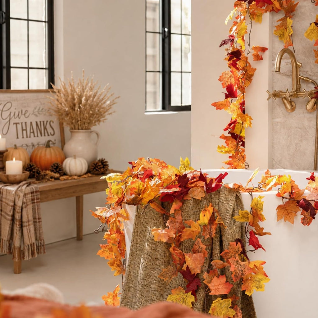 cqure 10 pack fall leaf garland, hanging vines, view 9
