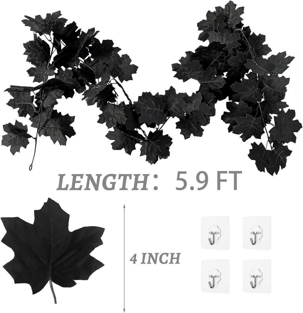 black leaf garland, 8pcs artificial hanging fall maple shown in use