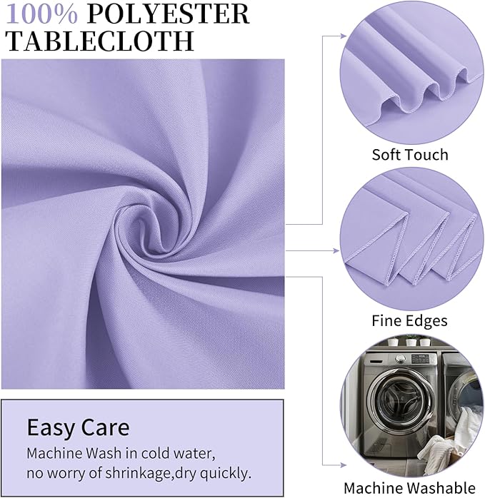 10 Pack Lavender Round Tablecloths - 120 Inch, Polyester Table Cover, Stain and Wrinkle Resistant Washable Fabric Table Cloth for Wedding Banquet Parties