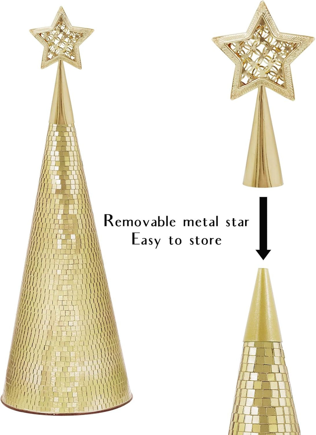 gold glass trees set of 6, 17" 15", front angle view