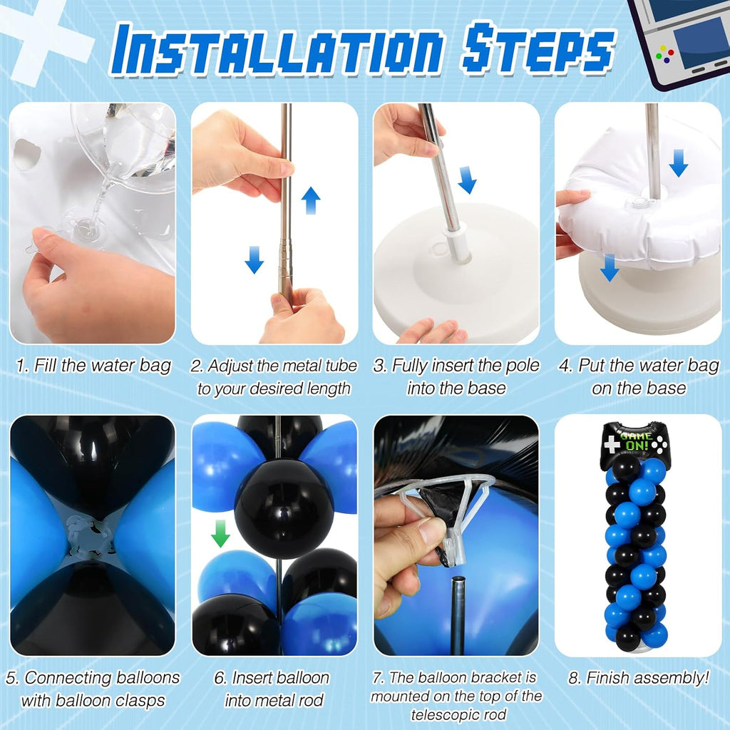 soulchen 2 set video game balloons column stand, side view