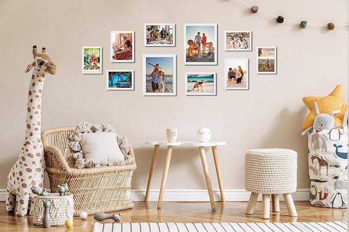 KTKDE A1 Picture Frame Poster Frame23.4 x 33.1 inches, White Woodgrain Poster Frame-Horizontal and Vertical Wall Hanging for Home, Exhibition, Caffe for best gifts