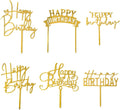Gold Birthday Cake Topper, 6pcs Acrylic Birthday Cake Toppers Happy Birth Cake Toppers for Decorations Gold Topper for Girls Women's Party Decorations | Happy Birth Cake Toppers for Decorations Gold Topper for Girls Women's Party Decorations