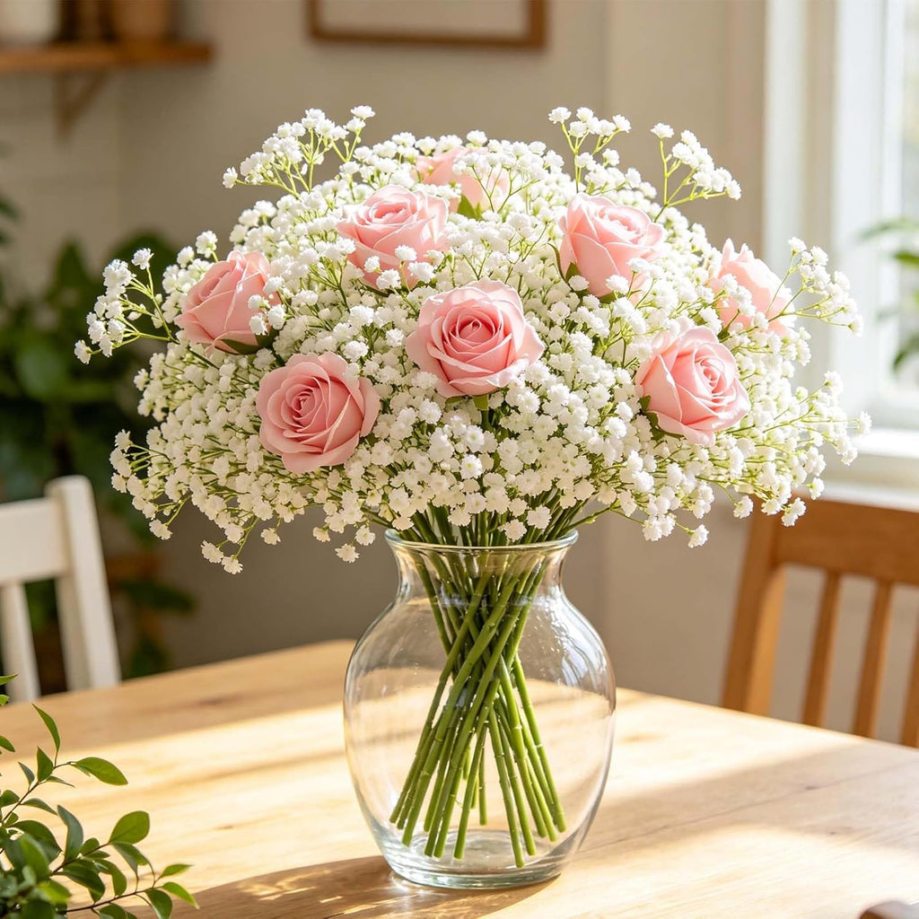 Yastouay Babys Breath Artificial Flowers, 6Pcs Fake White Babys Breath Flowers Artificial Bulk, Real Touch Faux Babies Breath Gypsophila Bouquet for Wedding Floral Arrangement Party Decor