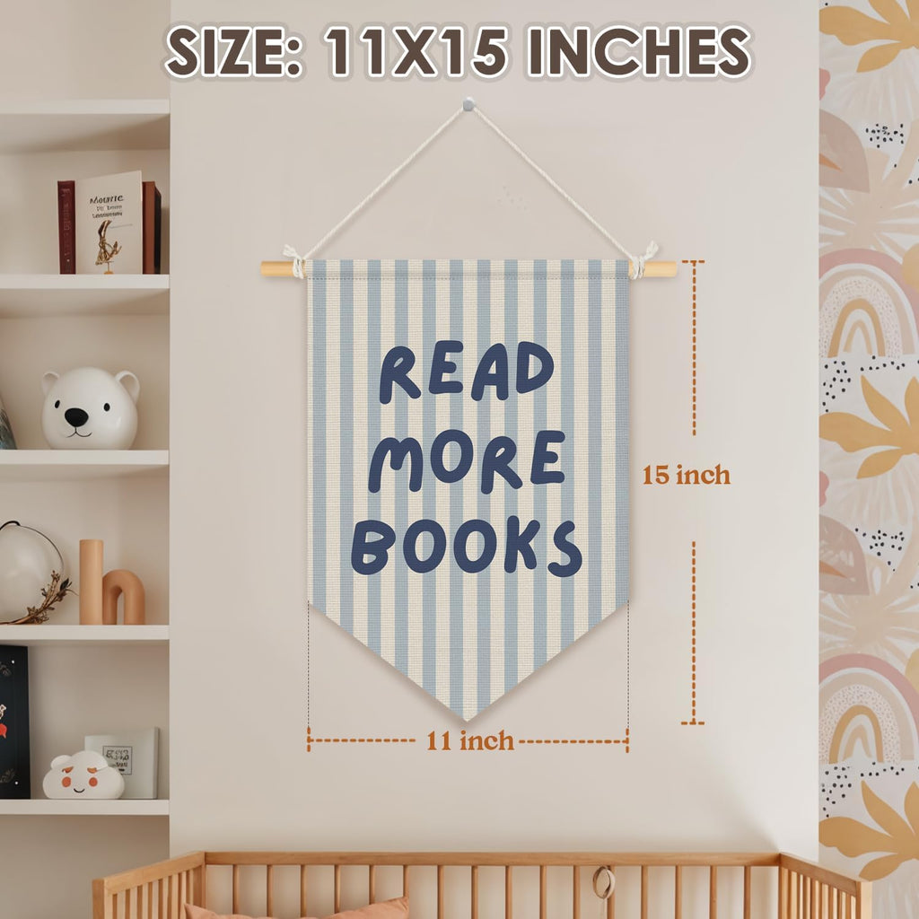 Wheatwin Classroom Reading Nook Decor, Read More Books Pennant Flag for Reading Corner Classroom Library 15x11 Inch