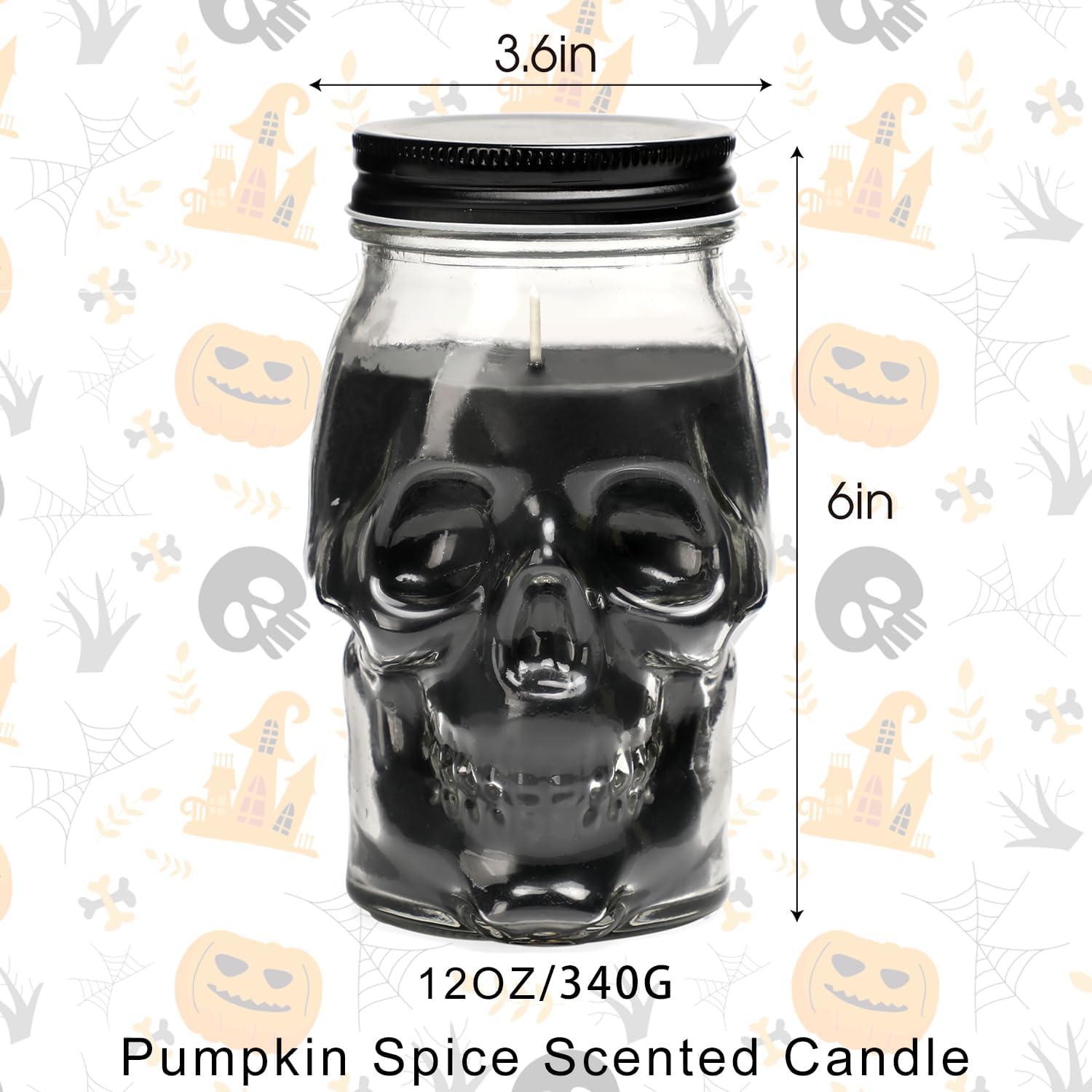 Gothic Skull Candle, Large Skull Candle Halloween Gothic Decorations for Home Table Bar Indoor Room,Scary Halloween Decorations Indoor Black
