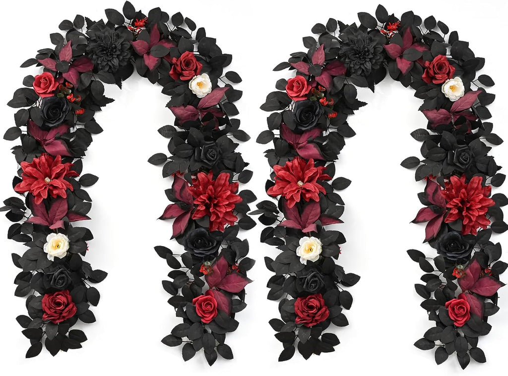 waipfaru 2pcs halloween garland, artificial rose flower garland, main product view
