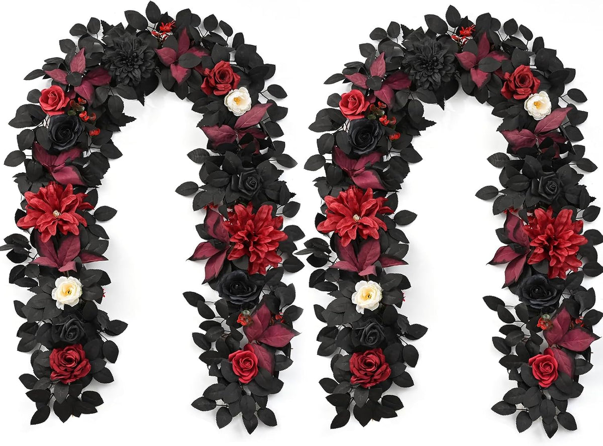 waipfaru 2pcs halloween garland, artificial rose flower garland, main product view