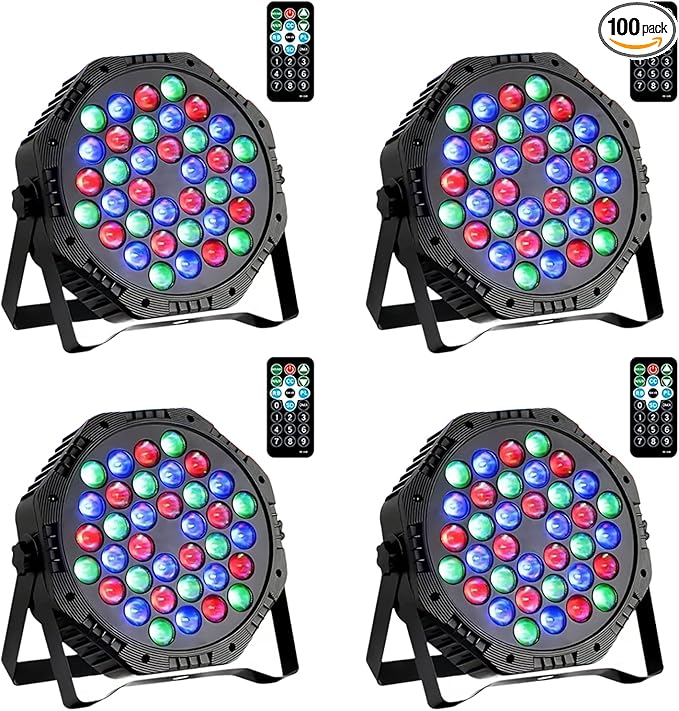 Yiixuyo-LED Par Lights DJ Stage Light Corded RGB 36 LED with Sound Activated Control DJ Uplighting for Wedding Party Club Christmas Stage Lighting - 4Pack