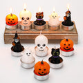 Jutom 20 Pcs Halloween Candles 5 Styles 1.6"x 1.8" Mini Tealight Candles Bulk Cute Pumpkin Ghost Witch Black Cat Shaped Halloween Trick or Treat Haunted House Activity Decorations Party Supply