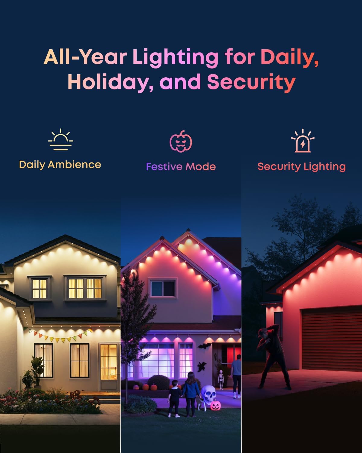 eufy Permanent Outdoor Lights S4, 100ft with 72 RGBWW LED String Lights