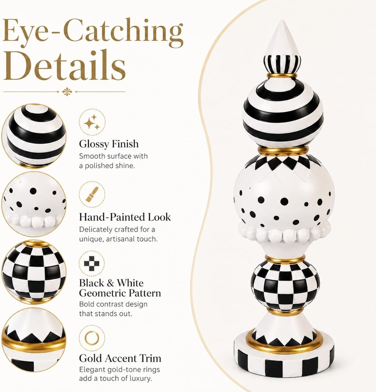 Black and White Checkered Fall Halloween Table Mantle Home Decor