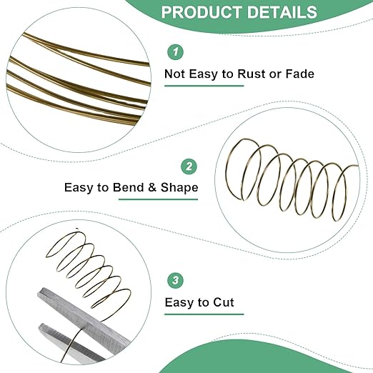 2-Rolls 0.4mm Jewelry Wire, 26 Gauge 328FT Craft Wire Copper Beading Wire for Jewelry Making/Planting/Weaving/DIY Crafting, Soft Metal Wires [100M, Bronze Tone]