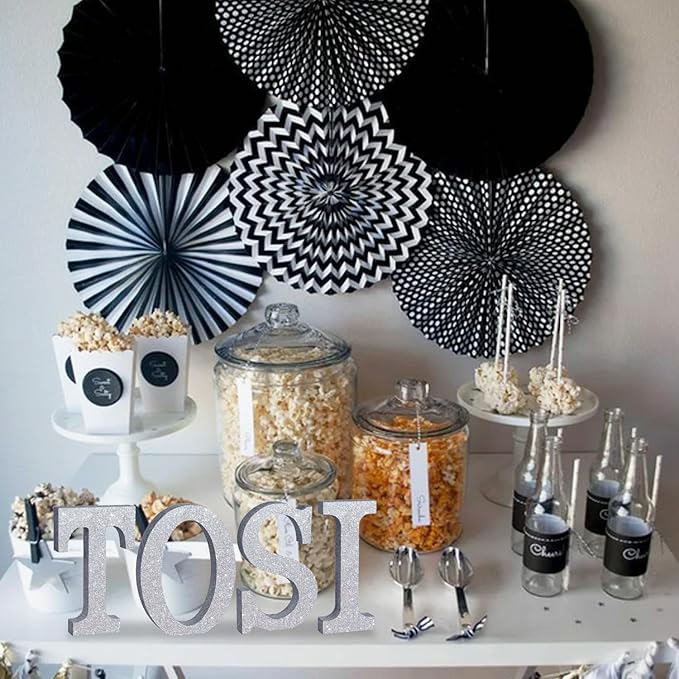TONIFUL 8 Inch Silver Glitter Letter I Table Centerpiece A-Z Silver Birthday Party Decorations,Silver Alphabet I for Birthday,Chrismas,Graduation,Bridal Shower,Wedding,Anniversary Party Supplies