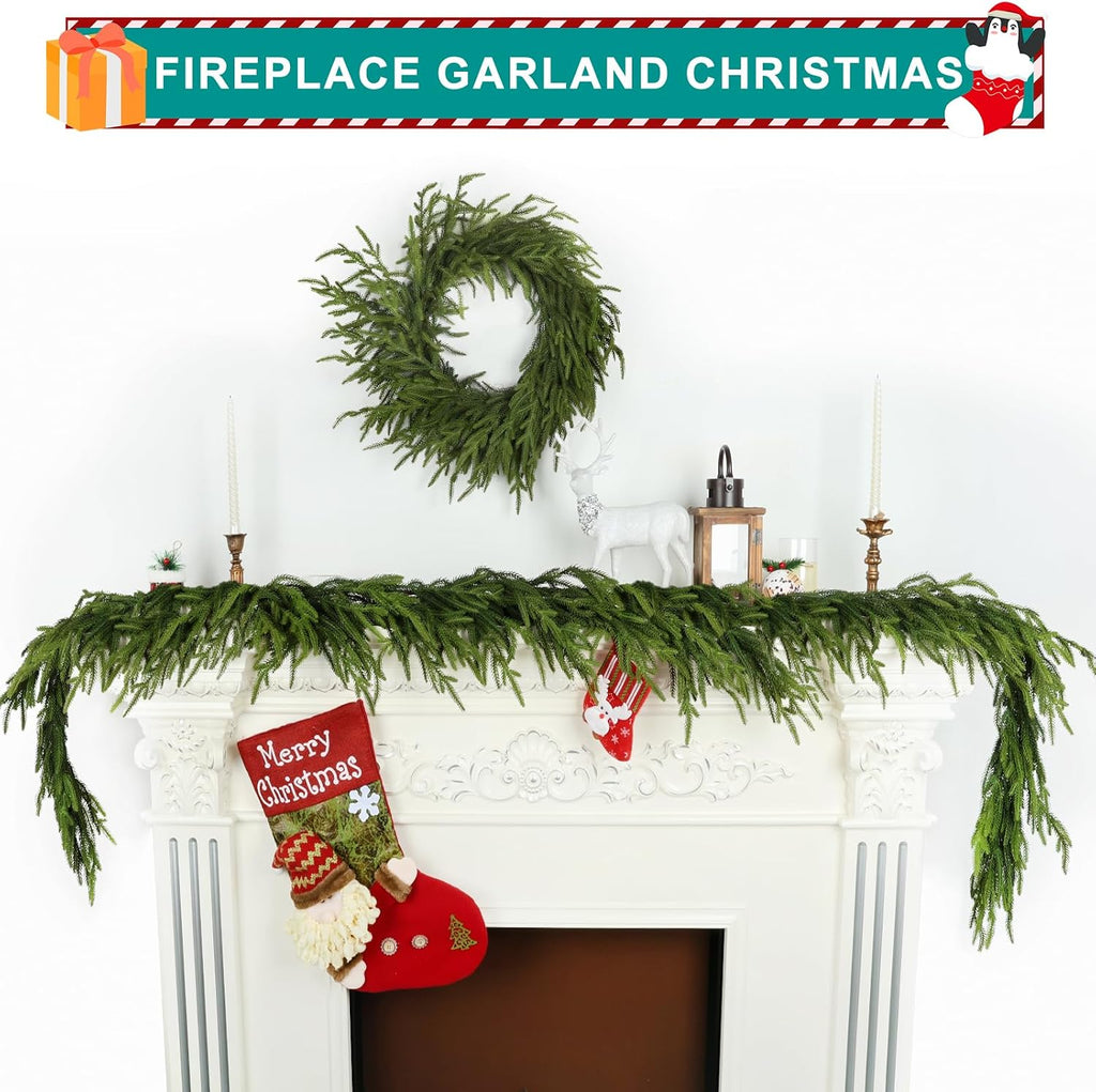 6 ft realistic christmas garland,natural droopy,soft bendable lifelike, close-up detail