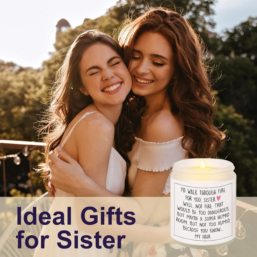 Petalsun Funny Sister Gifts, Sister Birthday Gifts - Handmade Lavender Natural Soy Wax Candle- Sisters Gift from Sister Brother for Birthday, Mothers Day, Graduation, Christmas, Sis Candle(7oz)