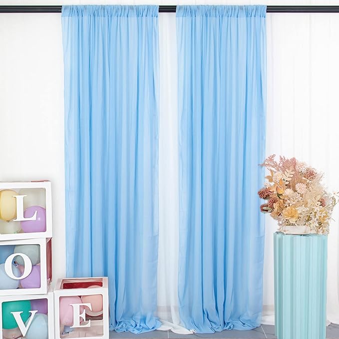 DUOBAO 2 Panels Chiffon Curtains 29"x108" Sheer Backdrop Drape Beach Curtain for Living Room Light Blue Voile Window Drapes for Wedding Ceremony (Sky Blue)