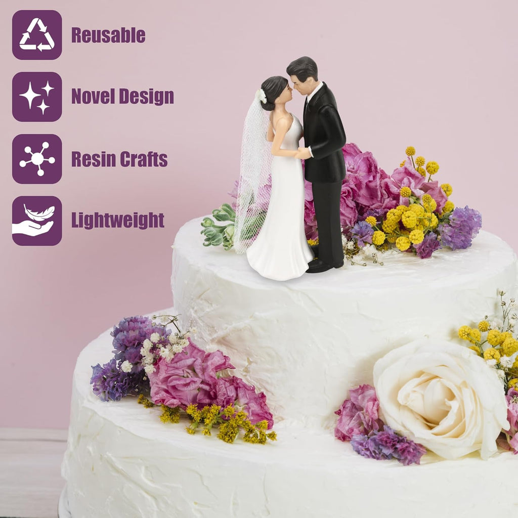 4.3” Traditional Bride and Groom Cake Toppers – Elegant Romantic Wedding Cake Vintage Couple Figurine, Pastel Novios Para Statue for Engagement, Anniversaries, Bridal Showers Parties, Party Decoration