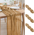 Asee'm 3pcs Cheesecloth Table Runner 120 Inches Long Khaki Boho Gauze Cheese Cloth Runner 10FT Rustic Sheer Table Runners for Christmas Wedding Party Baby Shower Spring Easter Decoration