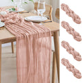 Asee'm 4pcs Cheesecloth Table Runner 120 Inches Dusty Pink Boho Gauze Cheese Cloth Runner 10FT Rustic Sheer Table Runners for Summer Wedding Baby Shower Holiday Party Decoration