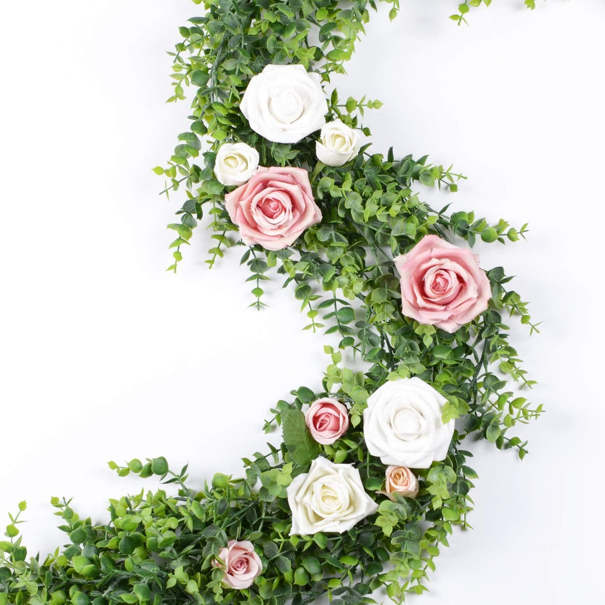 dearhouse 6 pack faux eucalyptus garland plant, artificial, front angle view