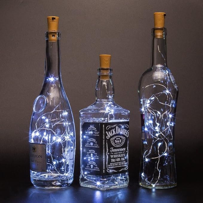 Wine Bottle Lights with Cork 15Pack 10 LED 40 Inches Battery Operated Silver Wire Liquor Fairy Mini String Lights for Party Christmas Halloween Wedding Decoration