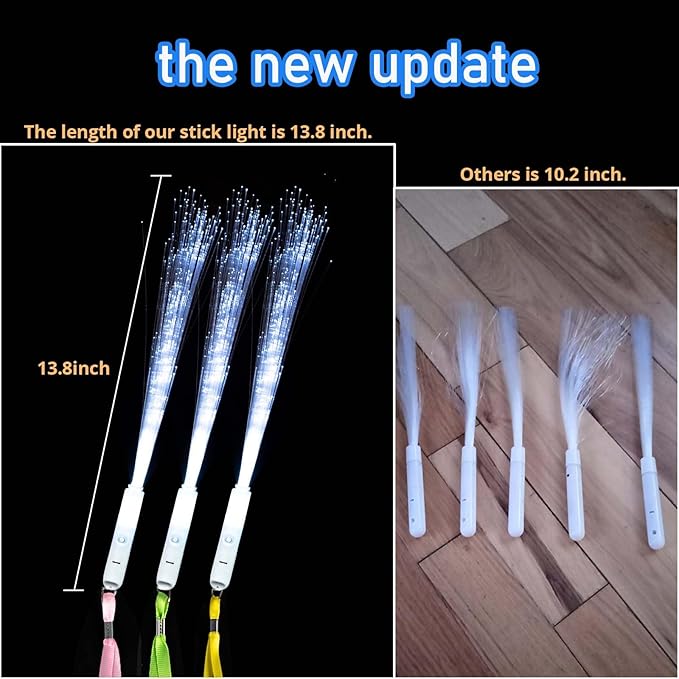 25 Pcs White Fiber Optic Wands,3 Models Wedding Sparklers,Glow Sticks Light up Sticks Led Light Wands Fit Wedding Bridal Shower Birthday Valentine's Day