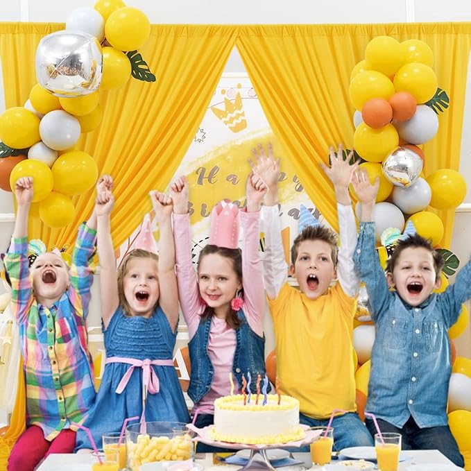 10 x 10 Feet Yellow Backdrop Curtain for Partie, Background Curtains for Photoshoot, Birthday, Wedding, Halloween, Thanksgiving, Christmas Day, New Year Party Decorations 5Ft x 10Ft, 2 Panels