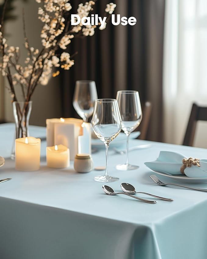 Pureegg Plastic Table Cloth Disposable 10 Pack, 54 x 108 Inch Table Cloths, Easter Party, Picnic, Wedding, Decorative Tablecloths, Rectangle, Baby Blue Plastic Cover, Leakproof & Sturdy, Light Blue