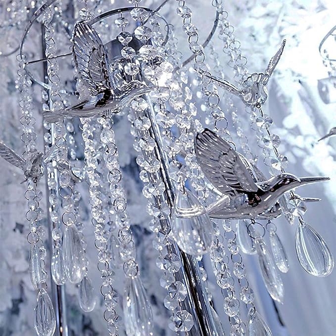 Crystal Acrylic Gems Bead Garland Strands, KinHom 16 Feet Hanging Clear 14mm Daimond Beads Chain Garlands for Manzanita Tree Centerpiece, Chandelier Bead Lamp Chain, Christmas/Wedding Party Decoration