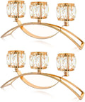 3 Arms Crystal Candle Holders, Arch Candlestick Table Candelabras Centerpieces for Wedding, Dinning Room, Cabinet Ornaments, Home Decoration， Gift (Gold, 2 Pcs-3 Arm Arched)