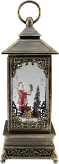 Clever Creations Musical Christmas Snow Globe Lantern, Lighted LED Swirling Glitter Water Lantern Home Decoration, Battery Operated, Santa