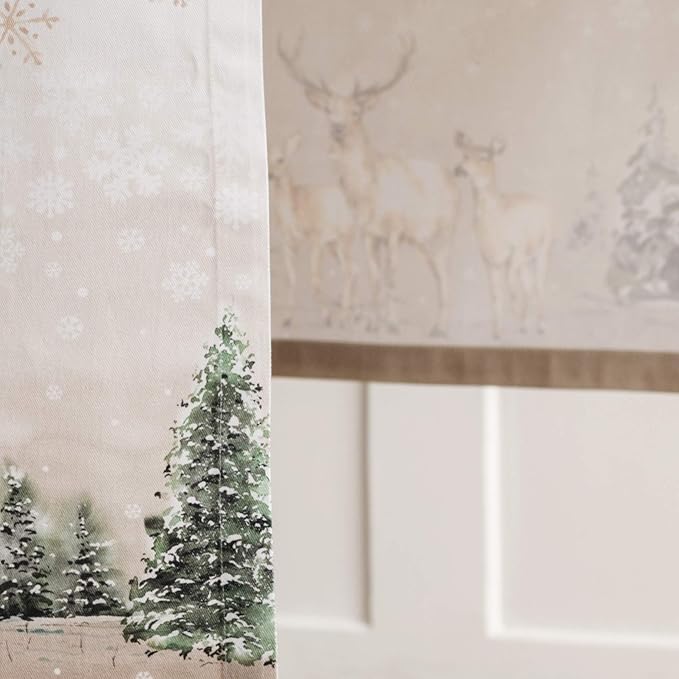 Maison d' Hermine Table Runner 100% Cotton Single Layer Table Runners 60 inches Long for Thanksgiving Christmas Decorations Home Kitchen Dining Party Wedding (Deer in The Woods, 14.5" x 60")
