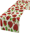Strawberry Table Runner Spring Summer Fruit Wild Berry Forest Garden Dinner Runner for Girl Baby Shower Party Holiday Home Kitchen Dining Table Decor 13x120