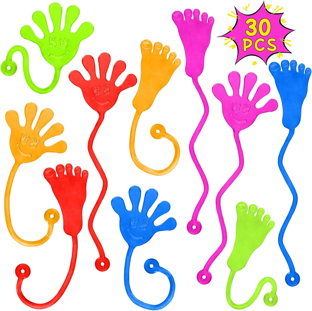 Sticky Hands Bulk 30 PCS Party Favors for Kids 4-8,8-12 Year Stretchy Sticky Hand Feet Goodie Bags Stuffers for Kids Classroom Prizes Back to Schoo Gifts for Student Birthday Trinkets Slap Hand