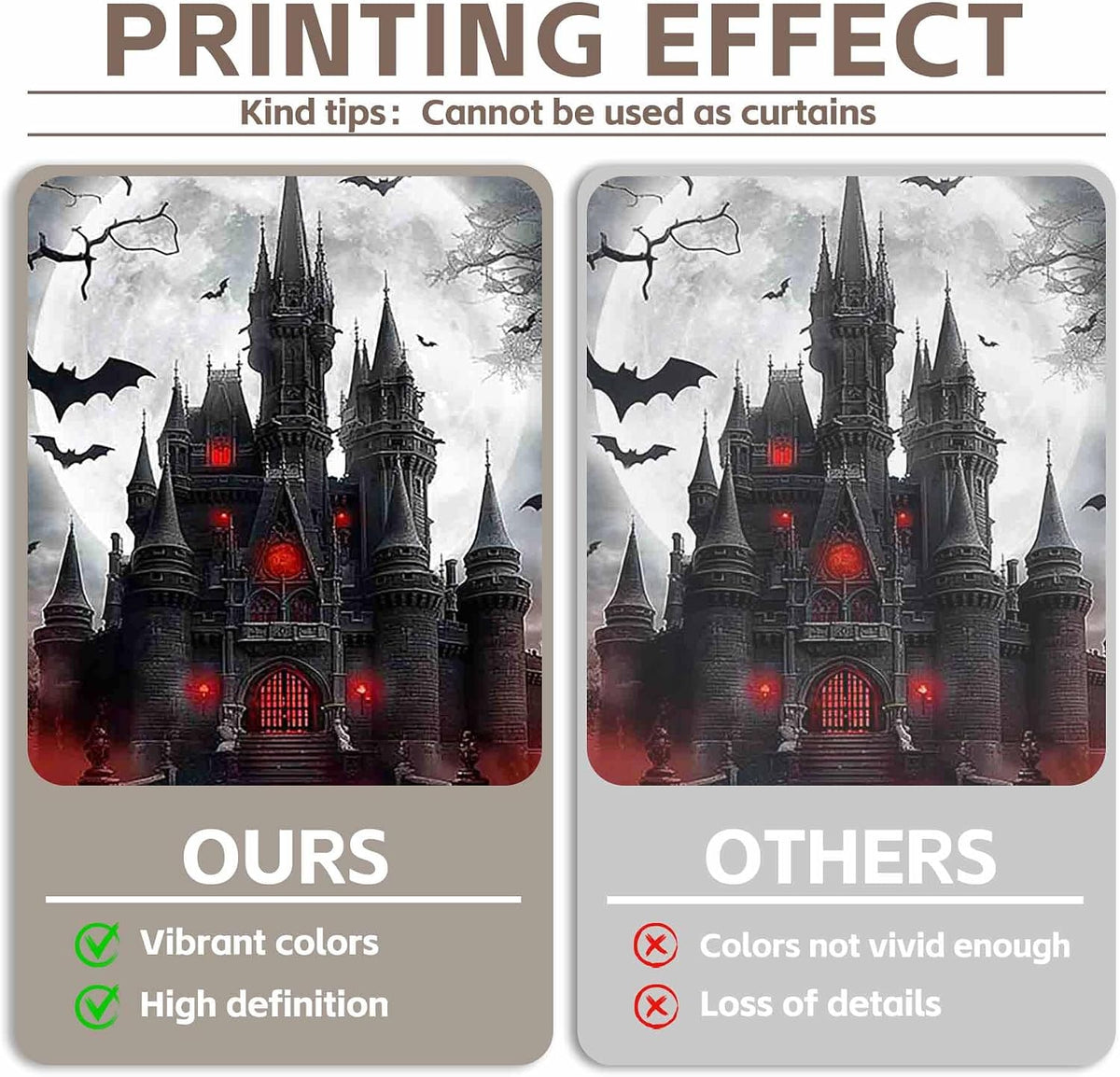 10x8ft Halloween Horror Castle Backdrop Full Moon Night Banner