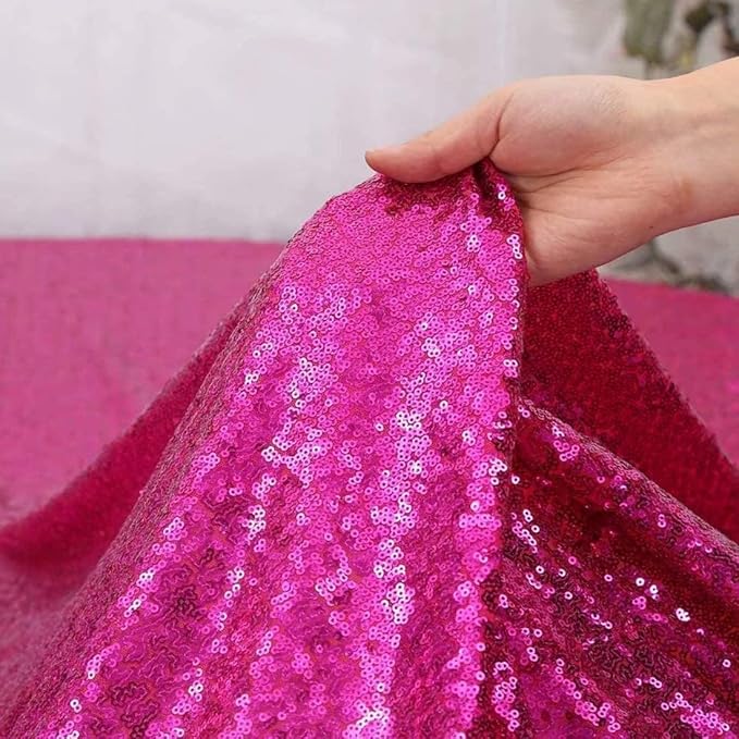 JYFLZQ Hot Pink Sequin Backdrop Curtain 8x8ft(WxH) 1 Panel Fuchsia Glitter Photo Booth Photography Backdrop Background Shimmer Wall Backdrop Party Decorations