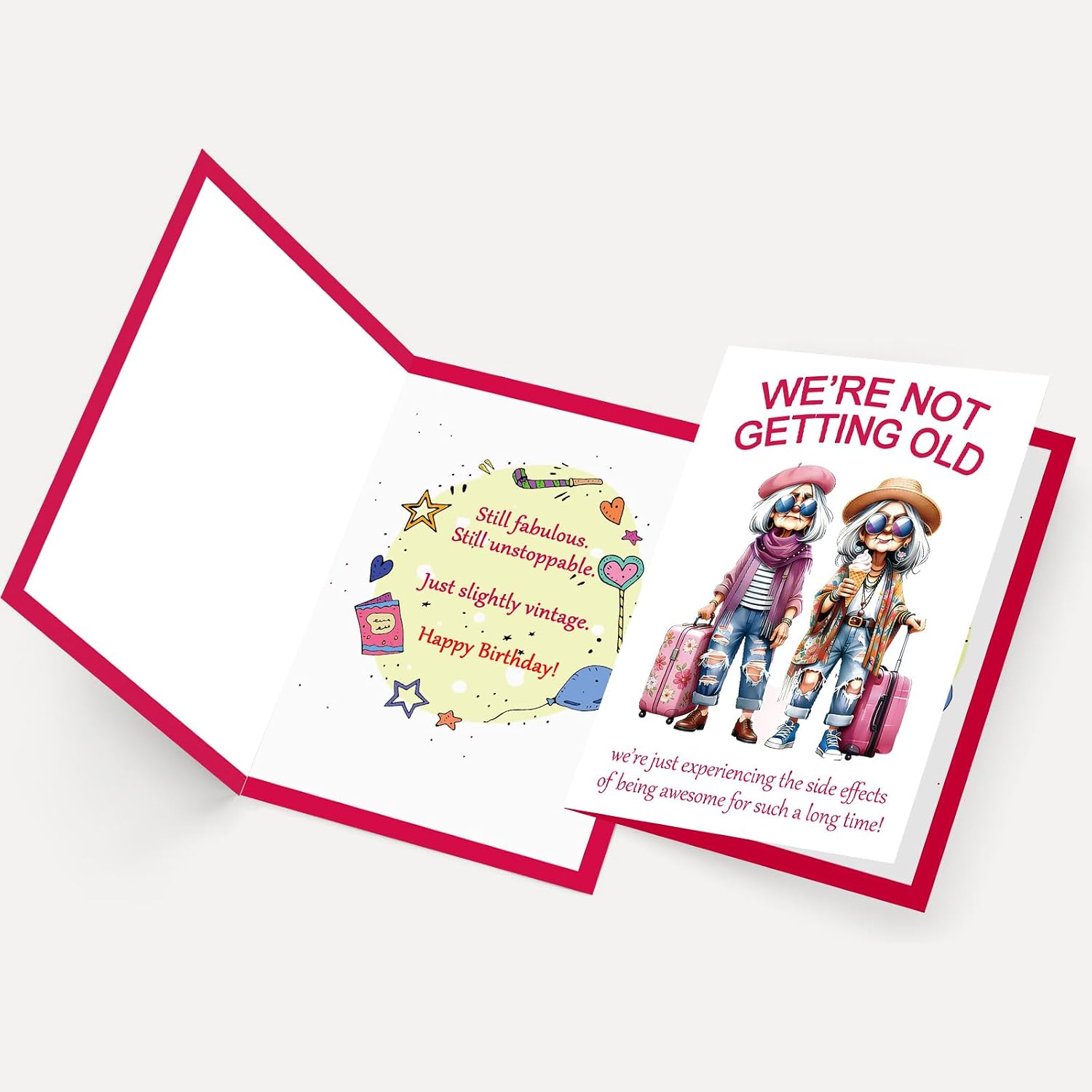 FANCYLUCKY Funny Birthday Card for Women Her, Aging Humor Birthday Gifts for Friend BFF Sister Coworker, Printed Message Inside with Envelope
