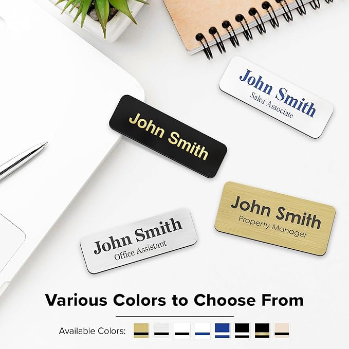 Magnetic Name Tag by My Sign Center - Black and White, Personalized, 1.5x3 Inches, Durable Engravable Impact Material, Made in The USA