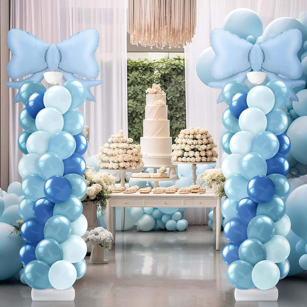 kasyat 2 sets dusty blue bow balloon column, package contents