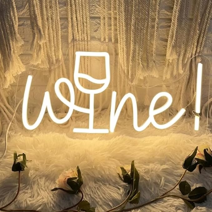 Acrylic Wine Neon Sign for Wall or Window Background Decor,LED Dimmable Bar Neon Decorative Cocktails Light Handmade Art Lamp for Home Pub Wedding Party Bar Studio,Warm White,5V USB Powered