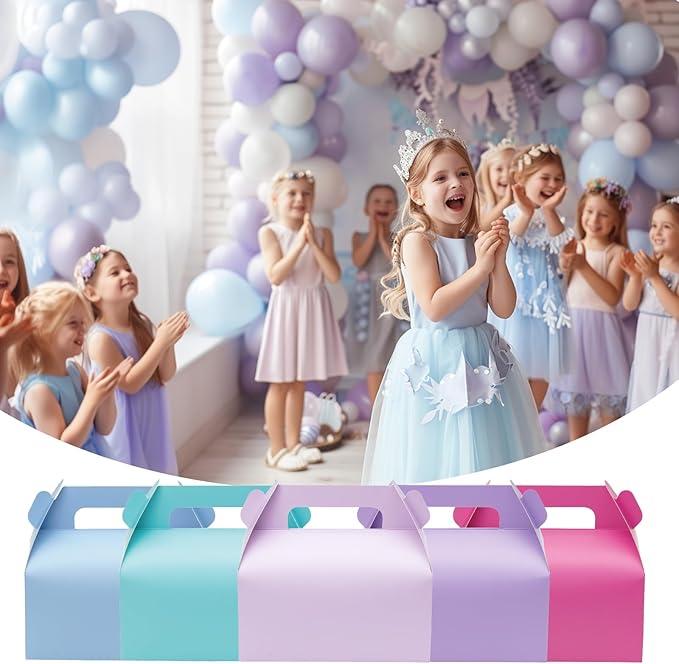 UnicoPak 30 Pack Baby Blue Gable Treat Boxes Party Favor Goodie Bag Boxes for Candy Treats Snacks Cookie Toys for Birthday Party Special Events, 6.5x3.5x3.5 Inches