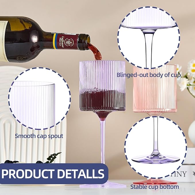 Plastic Goblets Wine Glasses - 12Oz Acrylic Wine Glasses Origami Unbreakable Clear Plastic Cocktail Glasses Recyclable Shatterproof Reusable Wine Cups for Parties & Weddings (Purple)