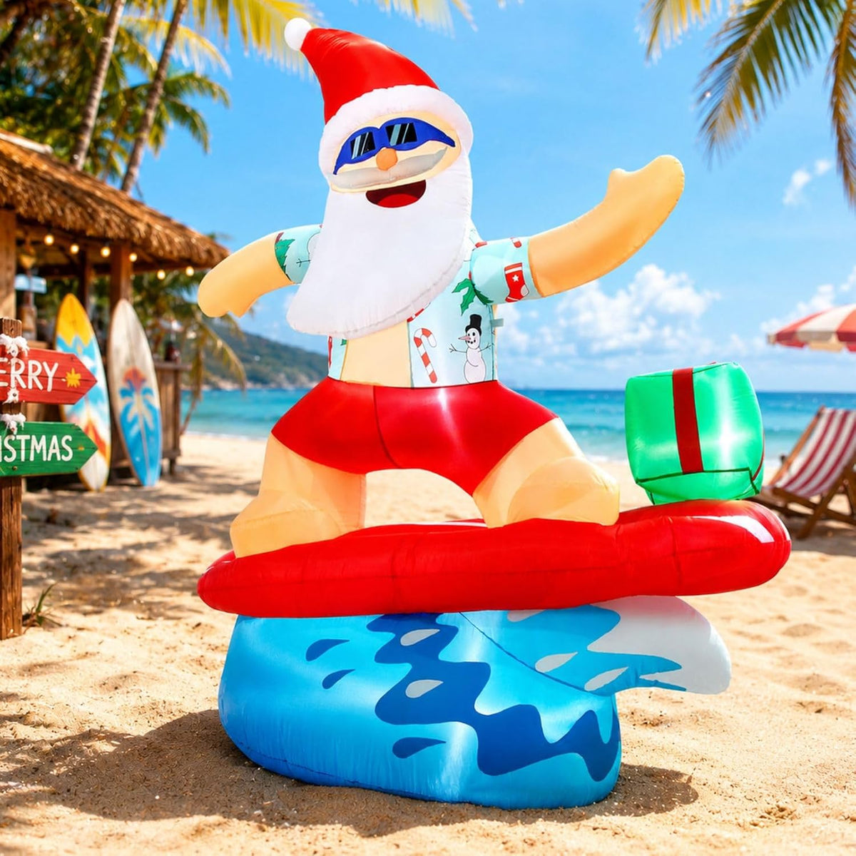 christmas inflatable santa claus decorations outdoor 6.5ft hawaiian, main product view