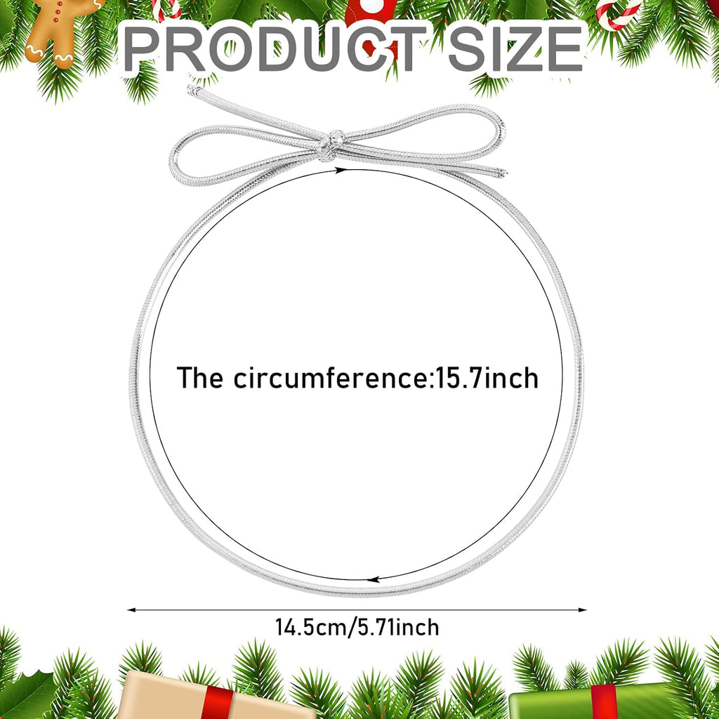 Jutom 100 Pcs Stretch Loops 16" Metallic Elastic Cord, Pre Tied Ornament Strings, Elastic Ribbon for Tags, String Bows for Christmas Decoration Gifts Wrapping Boxes (Silver)