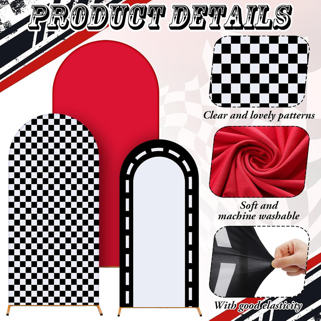 foilswirl 34 pcs race car party decoration 4ft, side view